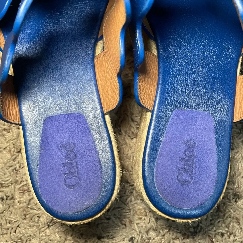 Chloe‎ Lauren Royal Blue Wave Platform espadrille Slide sz 40